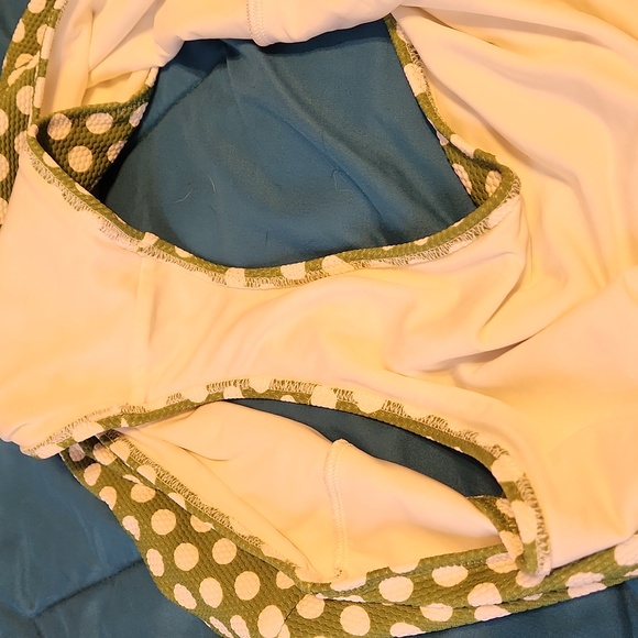 Aerie High Waisted Full Coverage Bikini Bottoms Green with White Polka Dots XXL - Picture 5 of 7